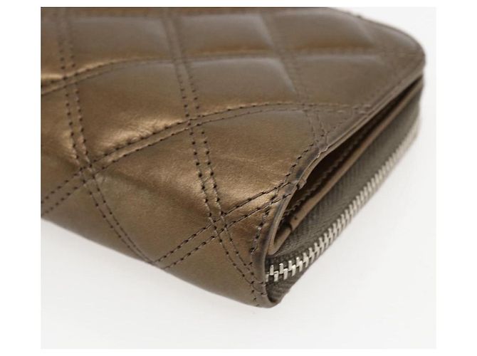 CHANEL Bicolore Long Wallet Leather Gold CC Auth LNZ276V Golden - view 14