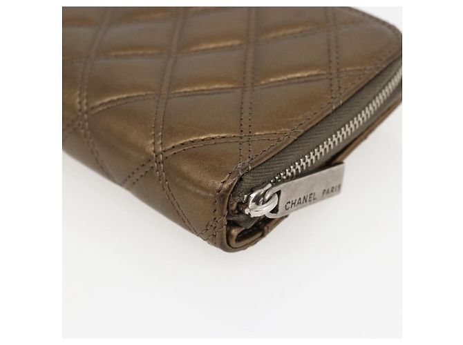 CHANEL Bicolore Long Wallet Leather Gold CC Auth LNZ276V Golden - view 16