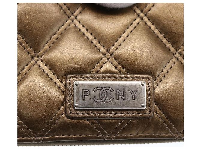 CHANEL Bicolore Long Wallet Leather Gold CC Auth LNZ276V Golden - view 18