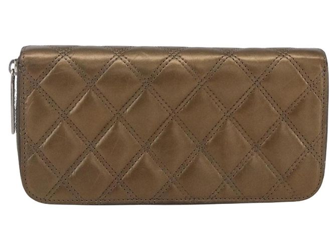 CHANEL Bicolore Long Wallet Leather Gold CC Auth LNZ276V Golden - view 2