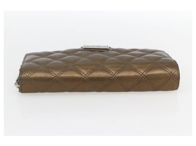 CHANEL Bicolore Long Wallet Leather Gold CC Auth LNZ276V Golden - view 6