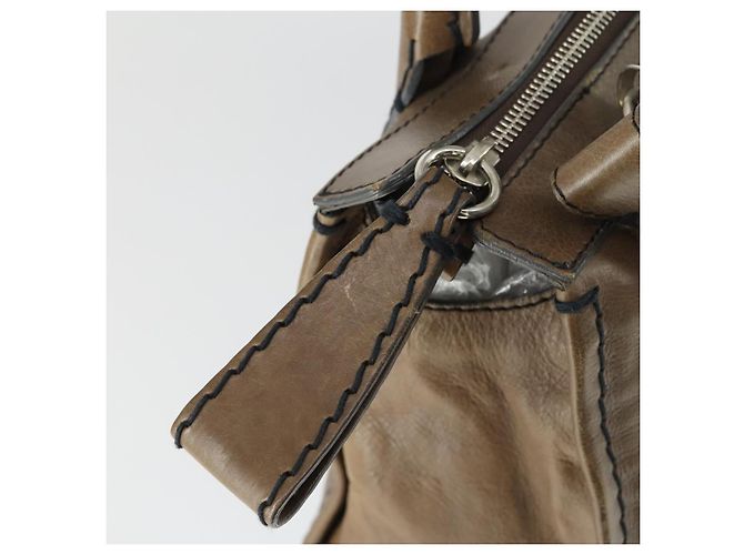 Chloé Chloe Edith Handtasche Leder 2-Wege Braun Silber Authentisch hk3383 - Ansicht 19