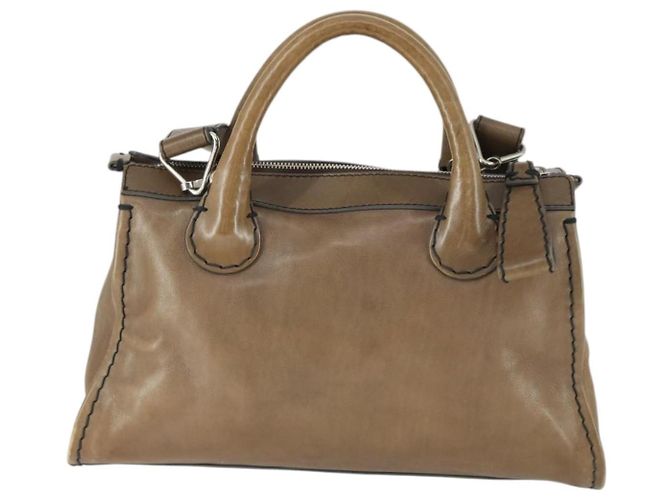 Chloé Chloe Edith Handtasche Leder 2-Wege Braun Silber Authentisch hk3383 - Ansicht 2