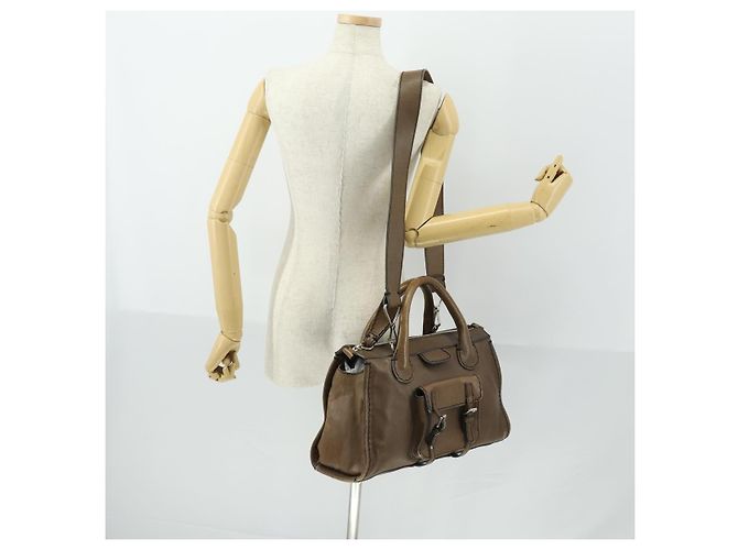 Chloé Chloe Edith Handtasche Leder 2-Wege Braun Silber Authentisch hk3383 - Ansicht 25