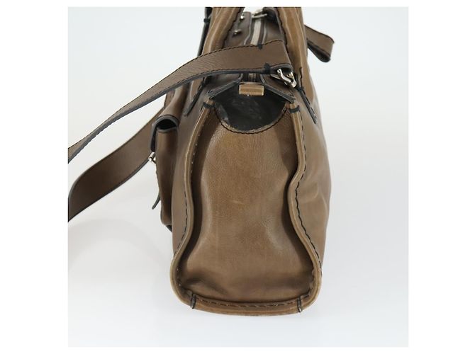Chloé Chloe Edith Handtasche Leder 2-Wege Braun Silber Authentisch hk3383 - Ansicht 3