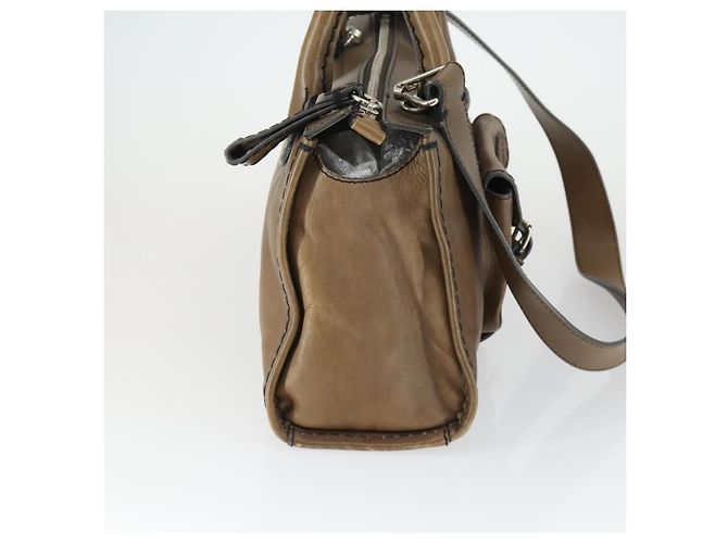Chloé Chloe Edith Handtasche Leder 2-Wege Braun Silber Authentisch hk3383 - Ansicht 4