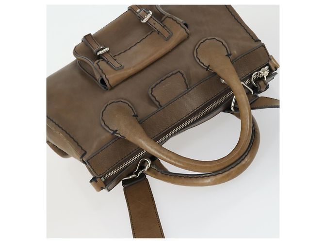 Chloé Chloe Edith Handtasche Leder 2-Wege Braun Silber Authentisch hk3383 - Ansicht 6