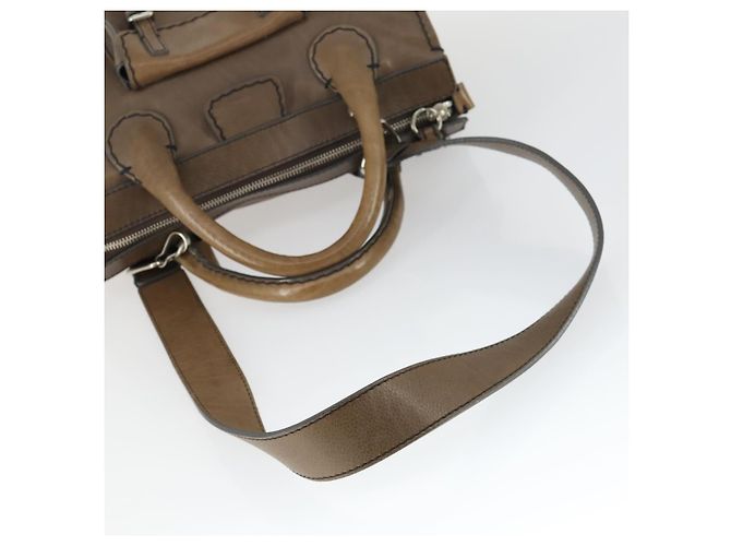 Chloé Chloe Edith Handtasche Leder 2-Wege Braun Silber Authentisch hk3383 - Ansicht 7