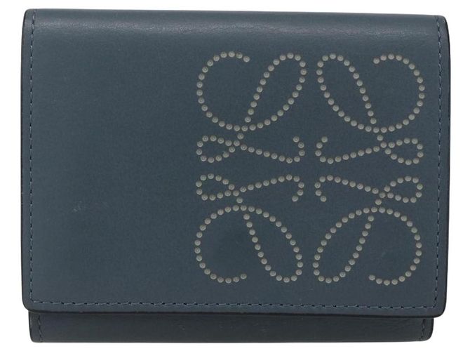 Portafoglio Anagram LOEWE Pelle Blu Argento Auth 166820 - vista 13