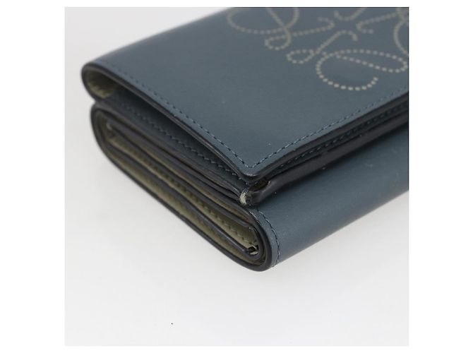 Portafoglio Anagram LOEWE Pelle Blu Argento Auth 166820 - vista 14