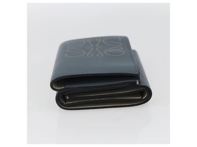 Portafoglio Anagram LOEWE Pelle Blu Argento Auth 166820 - vista 3