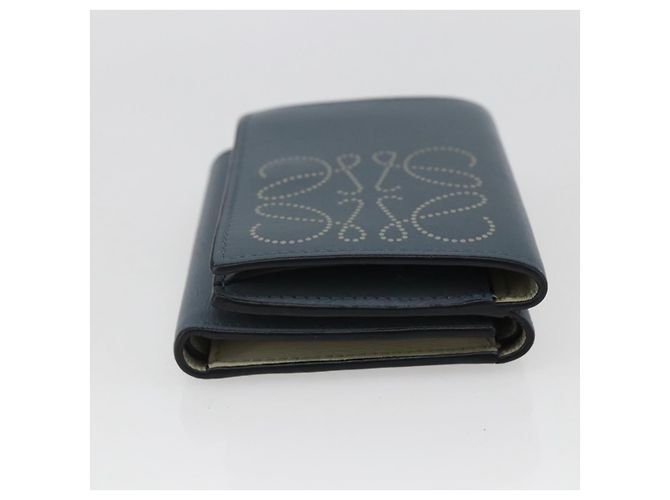 Portafoglio Anagram LOEWE Pelle Blu Argento Auth 166820 - vista 4