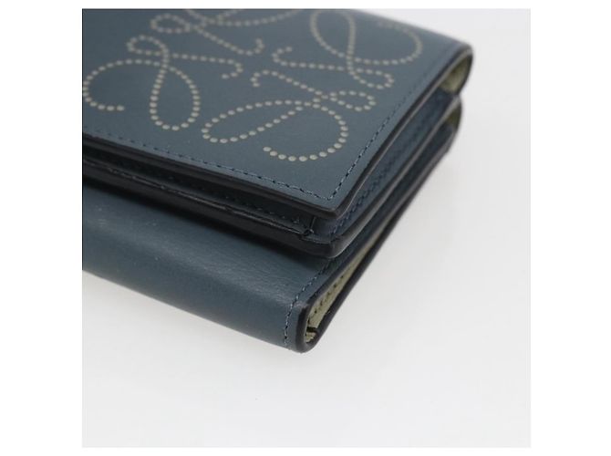 Portafoglio Anagram LOEWE Pelle Blu Argento Auth 166820 - vista 7