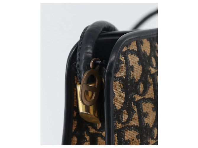Mini borsa a rullo in tela obliqua Trotter Christian Dior blu Auth fm5122 D'oro Blu navy - vista 10