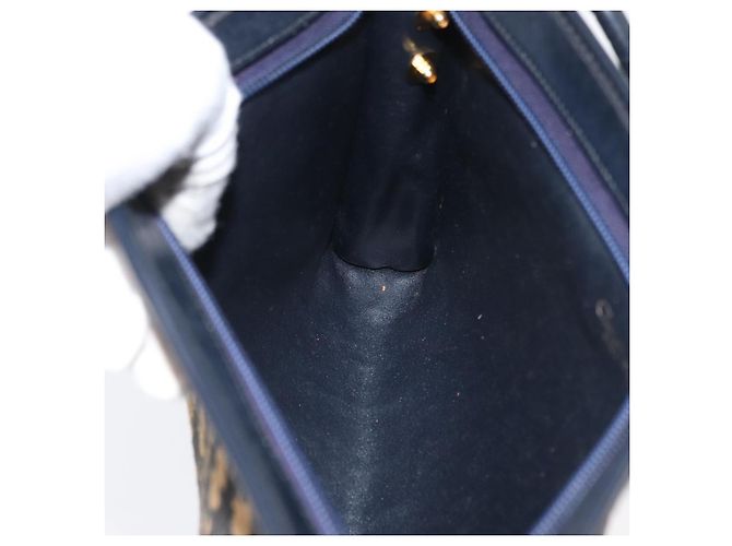 Mini borsa a rullo in tela obliqua Trotter Christian Dior blu Auth fm5122 D'oro Blu navy - vista 19