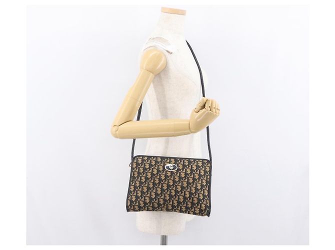 Mini borsa a rullo in tela obliqua Trotter Christian Dior blu Auth fm5122 D'oro Blu navy - vista 20