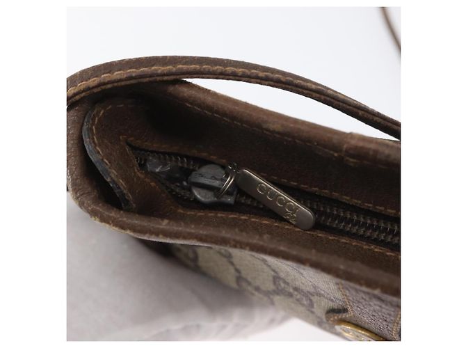 Borsa a Spalla GUCCI GG Plus Supreme PVC Beige Oro Auth bs33461 D'oro - vista 10