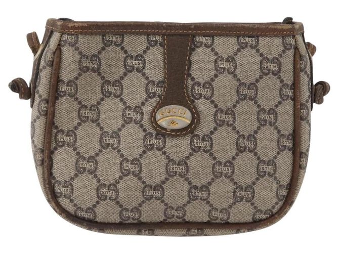 Borsa a Spalla GUCCI GG Plus Supreme PVC Beige Oro Auth bs33461 D'oro - vista 13