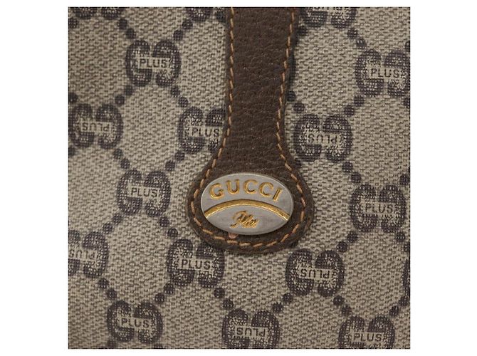 Borsa a Spalla GUCCI GG Plus Supreme PVC Beige Oro Auth bs33461 D'oro - vista 18