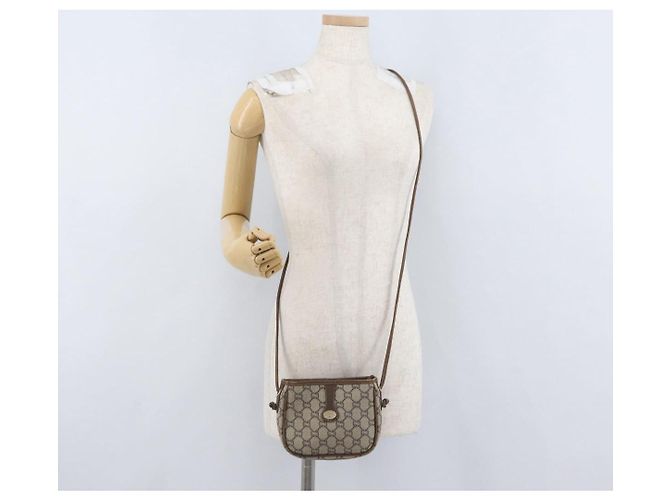 Borsa a Spalla GUCCI GG Plus Supreme PVC Beige Oro Auth bs33461 D'oro - vista 21