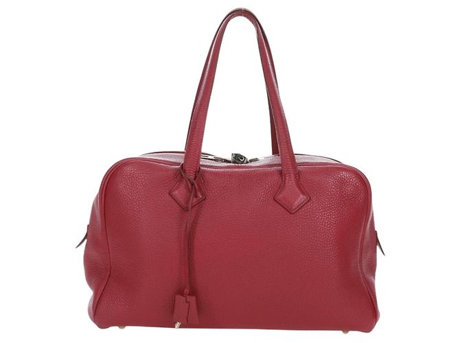 Hermès HERMES Victoria 35 Borsa a Mano Tosca Pelle Taurillon Rossa Argento Auth SK005SM Rosso - vista 13