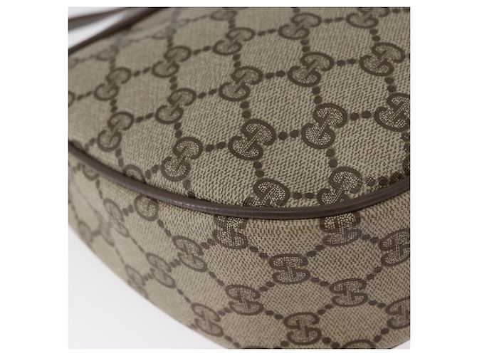 Bolsa Gucci GG Supreme Web Sherry Line em PVC bege e dourado 10 02 056 Auth BA10446 - vista 15