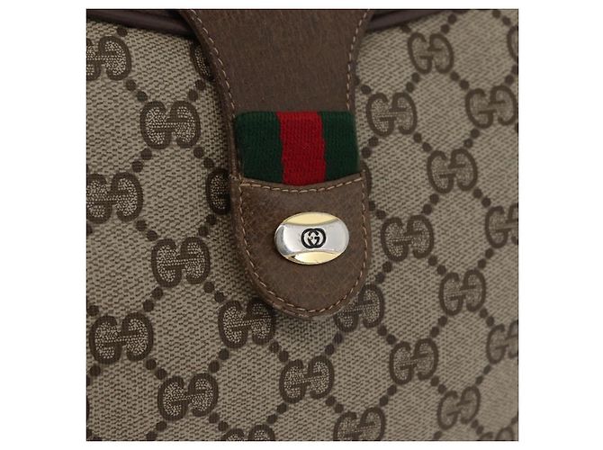 Bolsa Gucci GG Supreme Web Sherry Line em PVC bege e dourado 10 02 056 Auth BA10446 - vista 17