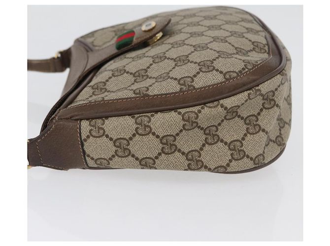 Bolsa Gucci GG Supreme Web Sherry Line em PVC bege e dourado 10 02 056 Auth BA10446 - vista 4
