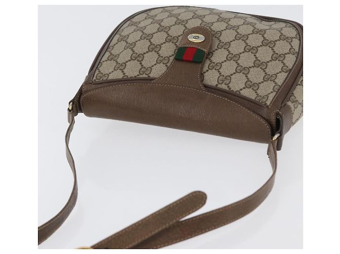 Bolsa Gucci GG Supreme Web Sherry Line em PVC bege e dourado 10 02 056 Auth BA10446 - vista 6