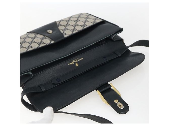 Gucci Borsa a spalla GG Supreme in PVC Blu Navy Oro Auth 173579 D'oro - vista 10
