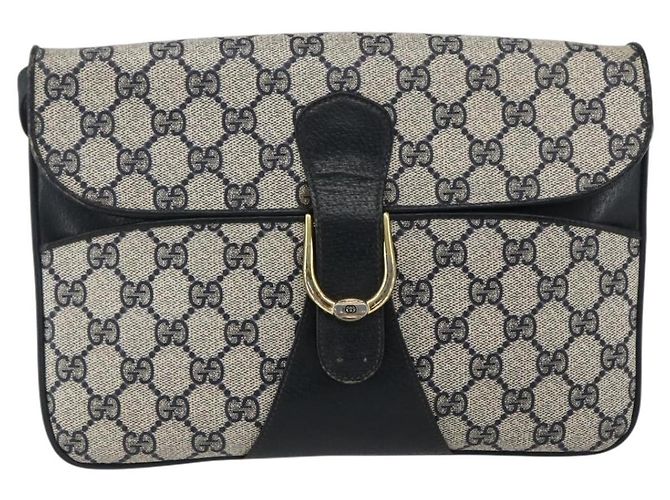 Gucci Borsa a spalla GG Supreme in PVC Blu Navy Oro Auth 173579 D'oro - vista 13