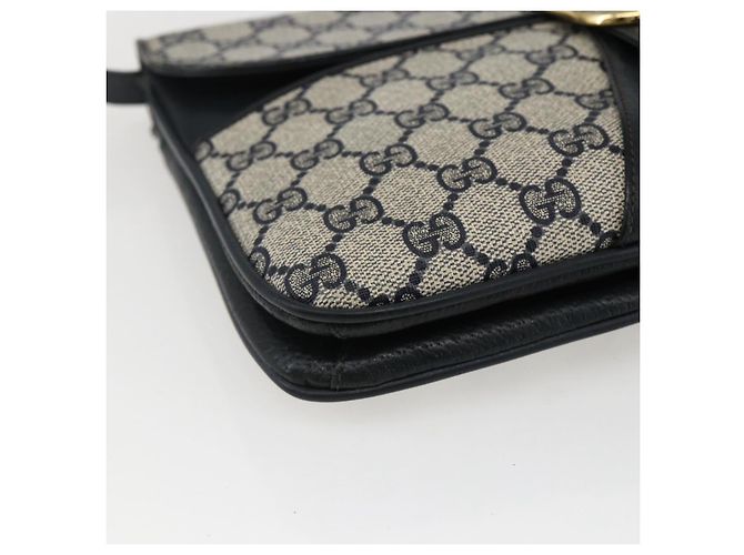 Gucci Borsa a spalla GG Supreme in PVC Blu Navy Oro Auth 173579 D'oro - vista 14