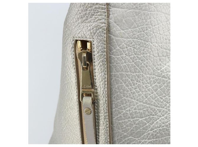 Chloé Borsa Tote in Pelle Argento Auth BA10228 - vista 17