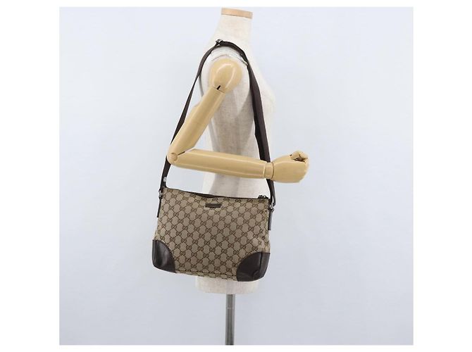 Borsa a Spalla GG Canvas Gucci Beige Argento 114273 Auth bs33435 - vista 24