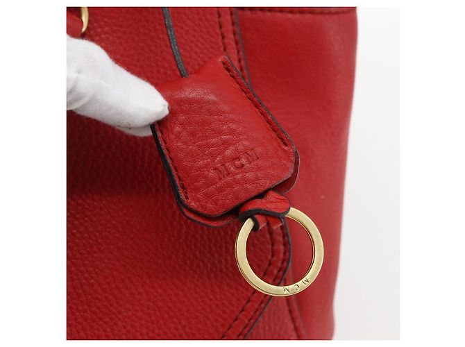 Borsa MCM in pelle rossa e oro Auth bs33111 Rosso D'oro - vista 10