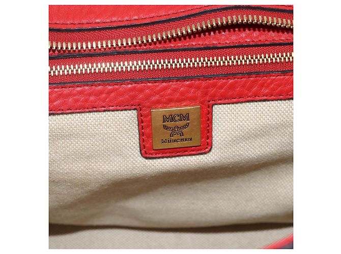 Borsa MCM in pelle rossa e oro Auth bs33111 Rosso D'oro - vista 21