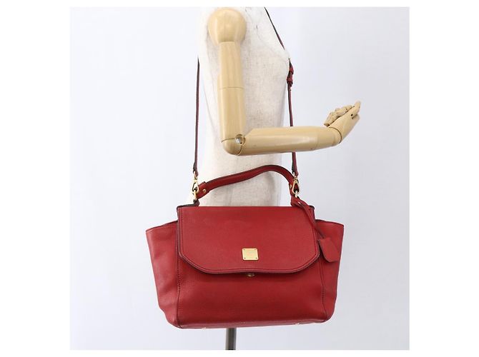 Borsa MCM in pelle rossa e oro Auth bs33111 Rosso D'oro - vista 26