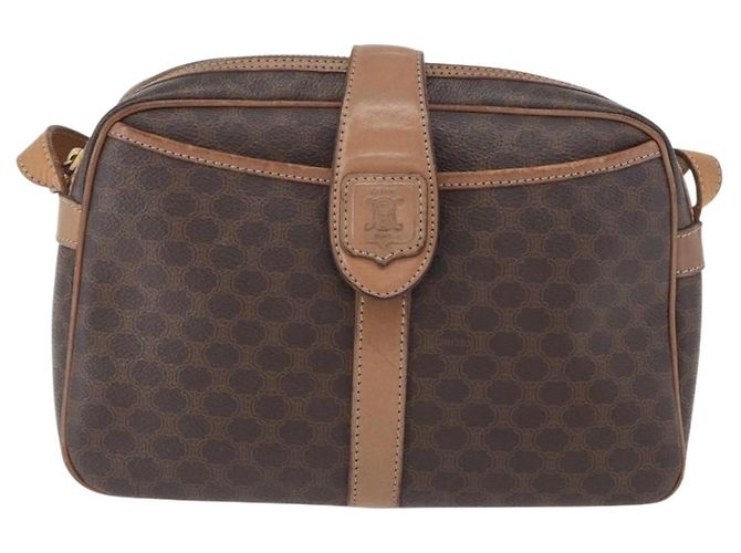 Céline CELINE Macadam Canvas Schultertasche aus PVC-Leder Braun Gold Auth 172285 Golden - Ansicht 13