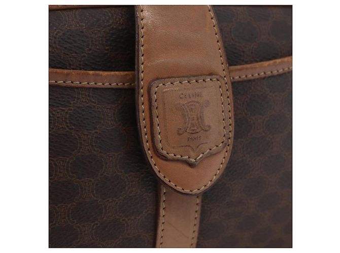Céline CELINE Macadam Canvas Schultertasche aus PVC-Leder Braun Gold Auth 172285 Golden - Ansicht 18
