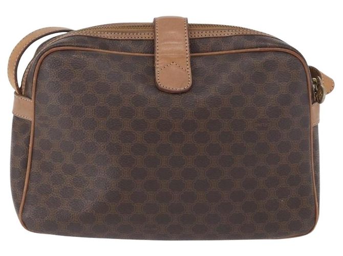 Céline CELINE Macadam Canvas Schultertasche aus PVC-Leder Braun Gold Auth 172285 Golden - Ansicht 2