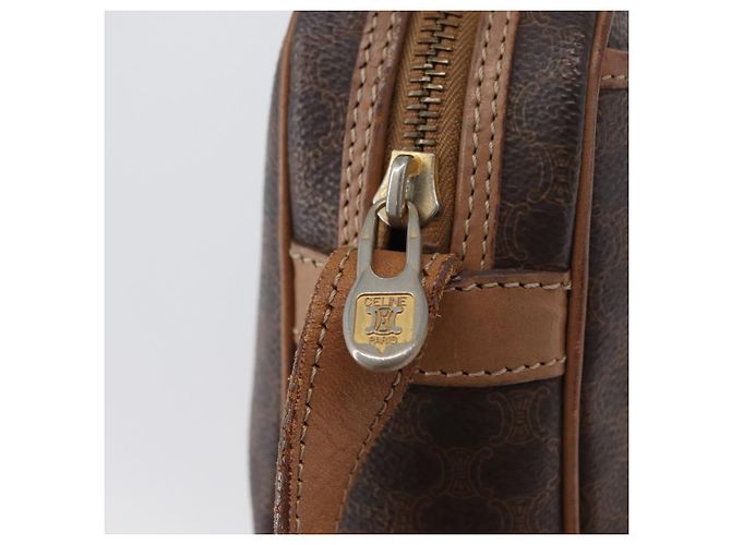 Céline CELINE Macadam Canvas Schultertasche aus PVC-Leder Braun Gold Auth 172285 Golden - Ansicht 9