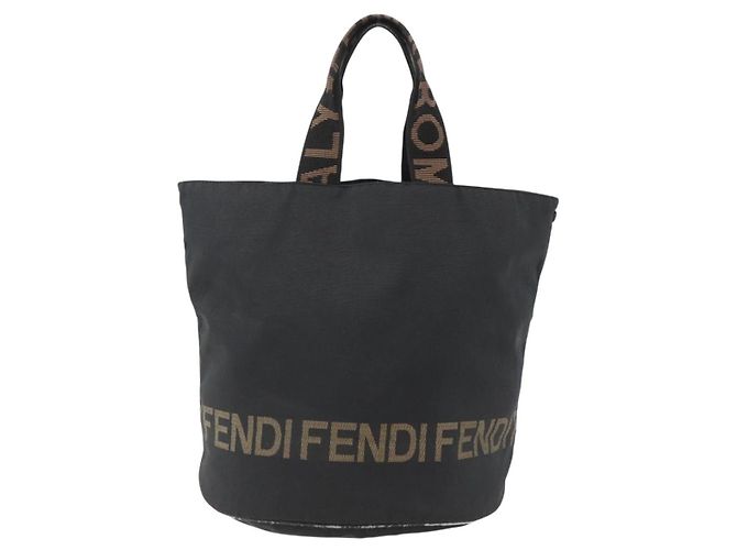 Borsa a mano FENDI in nylon nero e oro Auth fm5150 D'oro - vista 13