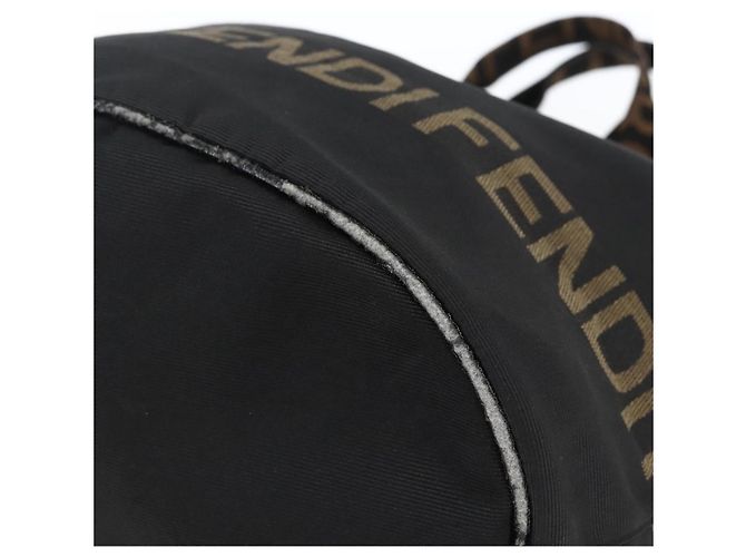 Borsa a mano FENDI in nylon nero e oro Auth fm5150 D'oro - vista 14