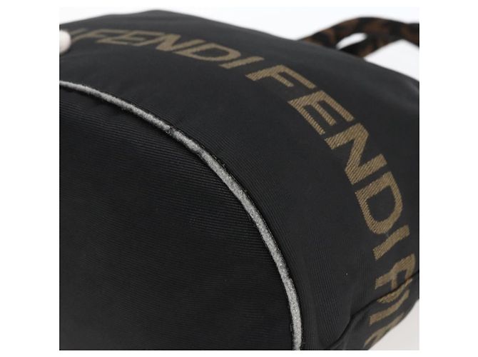 Borsa a mano FENDI in nylon nero e oro Auth fm5150 D'oro - vista 16