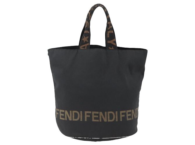 Borsa a mano FENDI in nylon nero e oro Auth fm5150 D'oro - vista 2