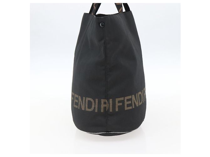 Borsa a mano FENDI in nylon nero e oro Auth fm5150 D'oro - vista 3