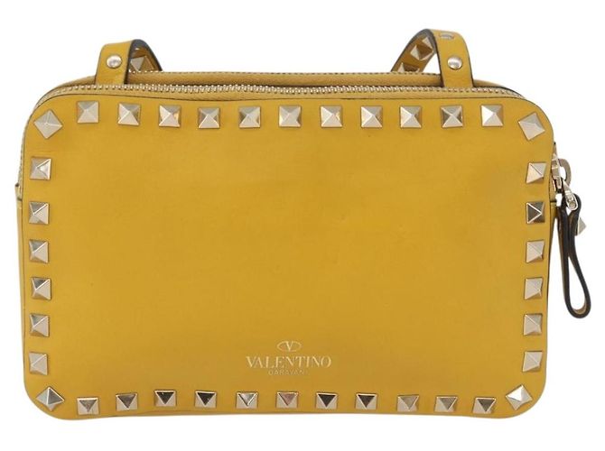 Borsa a Spalla Rock Studs in Pelle Giallo Oro Auth BA10807 di Gianni Versace D'oro - vista 13