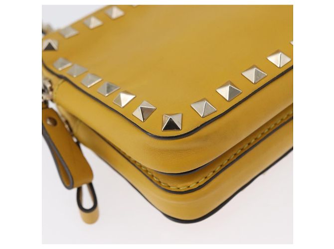 Borsa a Spalla Rock Studs in Pelle Giallo Oro Auth BA10807 di Gianni Versace D'oro - vista 15
