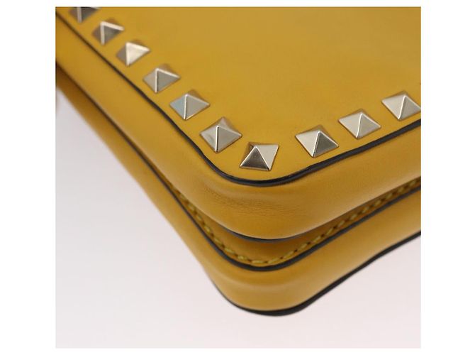 Borsa a Spalla Rock Studs in Pelle Giallo Oro Auth BA10807 di Gianni Versace D'oro - vista 16