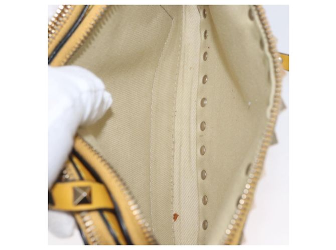 Borsa a Spalla Rock Studs in Pelle Giallo Oro Auth BA10807 di Gianni Versace D'oro - vista 21